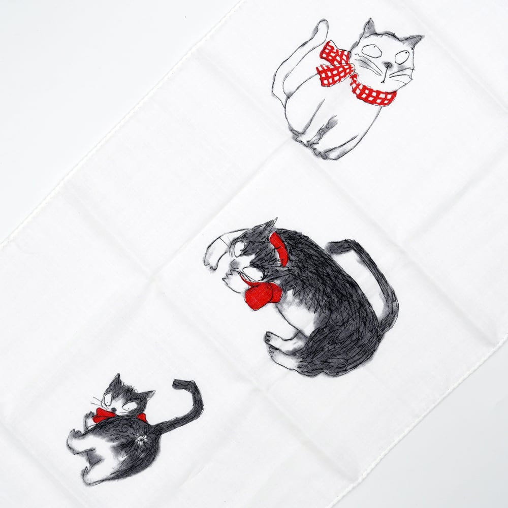 猫手拭い(FUKUNEKOふんわりてぬぐい)かぎしっぽねこ | マスノヤ衣料品