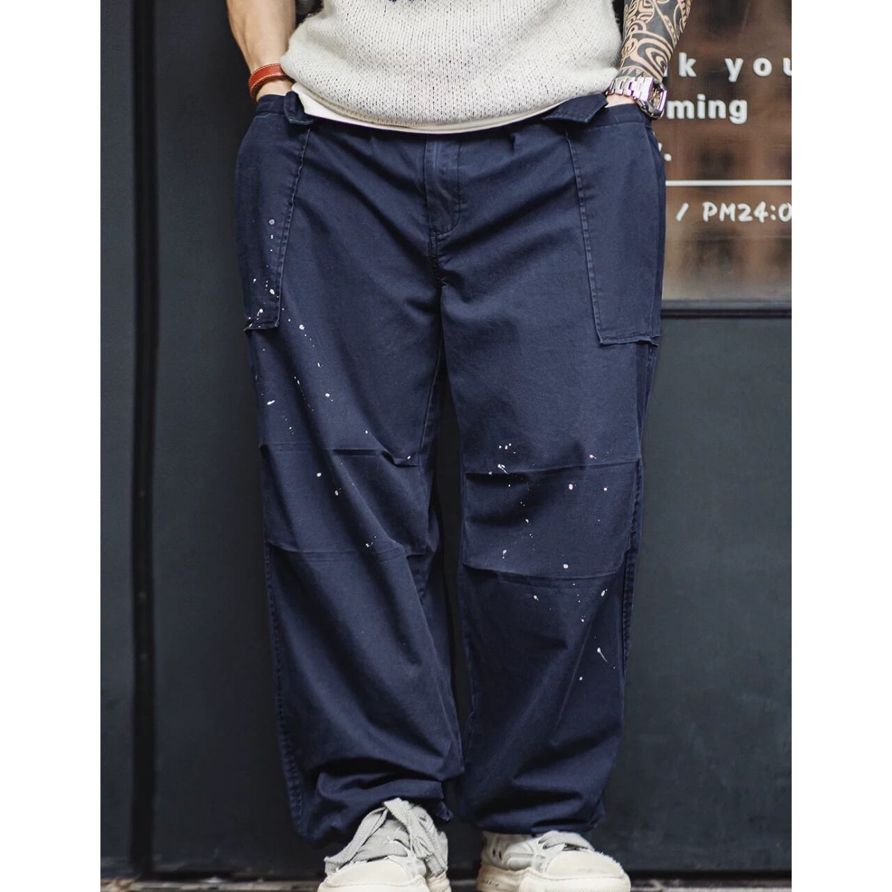 ルーズフィット パッチポケット ペインターワイドパンツ 00225