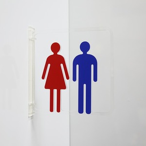 ツケレルン（3Wayピクトサイン）軽量 アクリル 突き出し 看板 （トイレ男女並びサイン 02）3way-0011