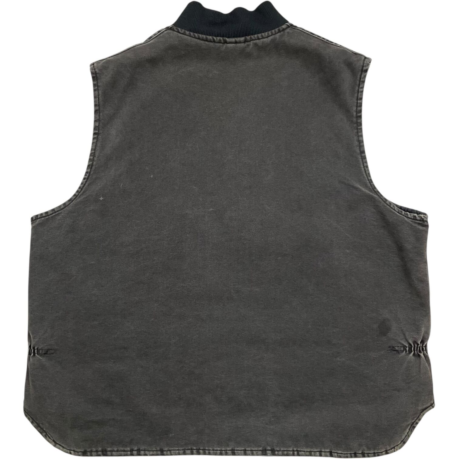 XL》Carhartt カーハート ダックベスト 企業ロゴ 刺繍 革パッチ