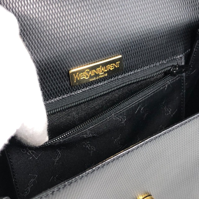 Yves Saint Laurent イヴ・サンローラン ショルダーバッグ ブラック ロゴ レザー セミショルダーバッグ vintage ヴィンテージ オールド avbr5u