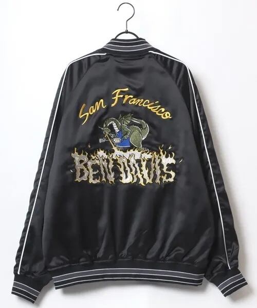 BEN DAVIS】DRAGON SOUVENIR JACKET/オーバーサイズ サテン バック刺繍