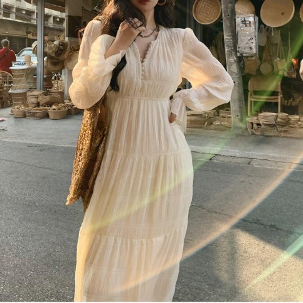 ニッチなデザインのフレンチエレガントワンピース 【MKOP59】