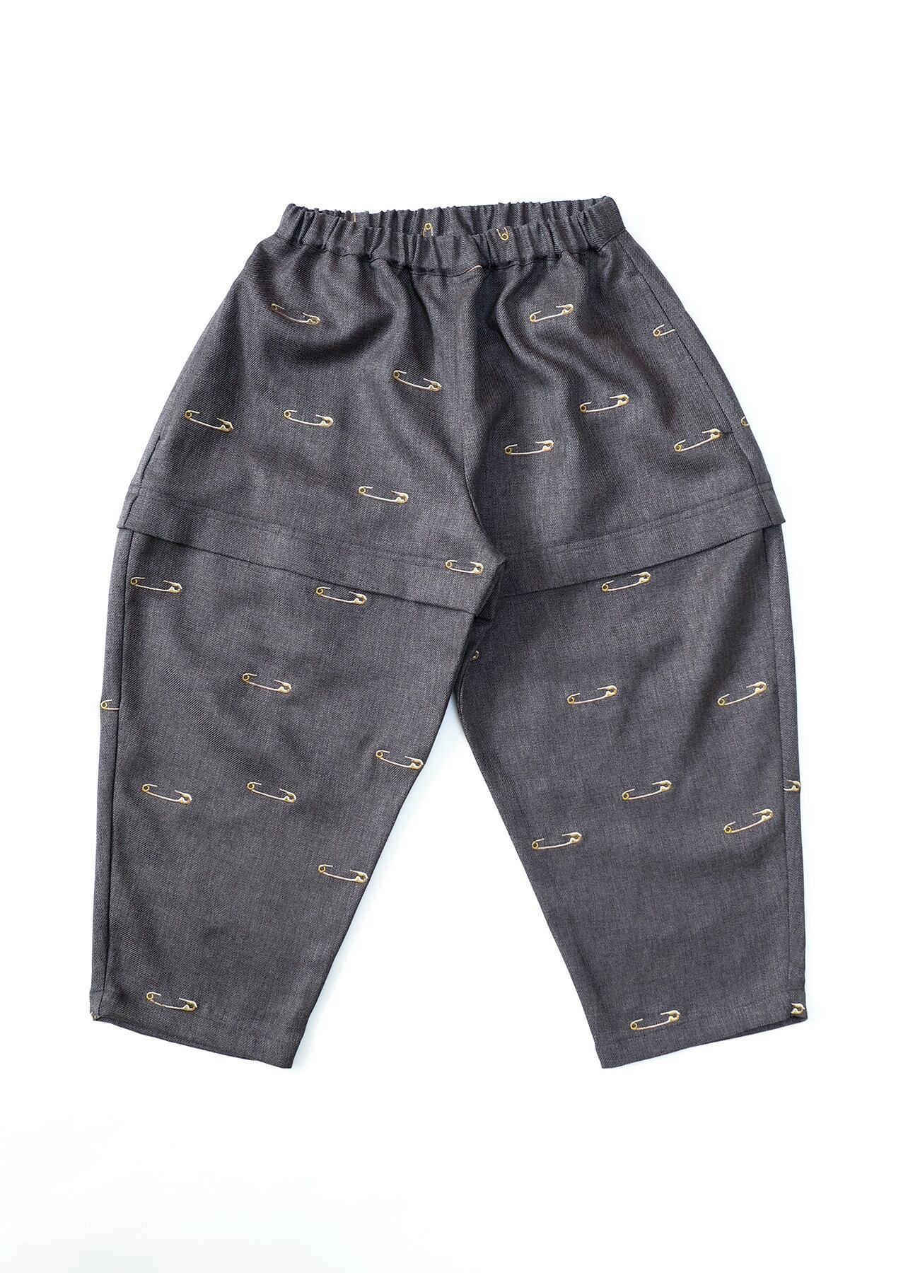 【26AW】michirico(ミチリコ)Safety pin embroidery pants ダークグレー(M)パンツ 安全ピン