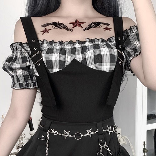 ✞✝✞ スリーブトップス スリムTシャツ ステッチ ✞✝✞ ゴスロリ SM ミリ 甘ロリ クラロリ 和ロリ エレガント 黒ロリ 姫ロリ 華ロリ AA-AA8572043