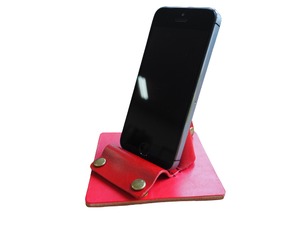 本ヌメ革スマホスタンド（レッド）