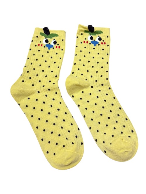 【solmu】梨くん 薄手socks（イエロー）