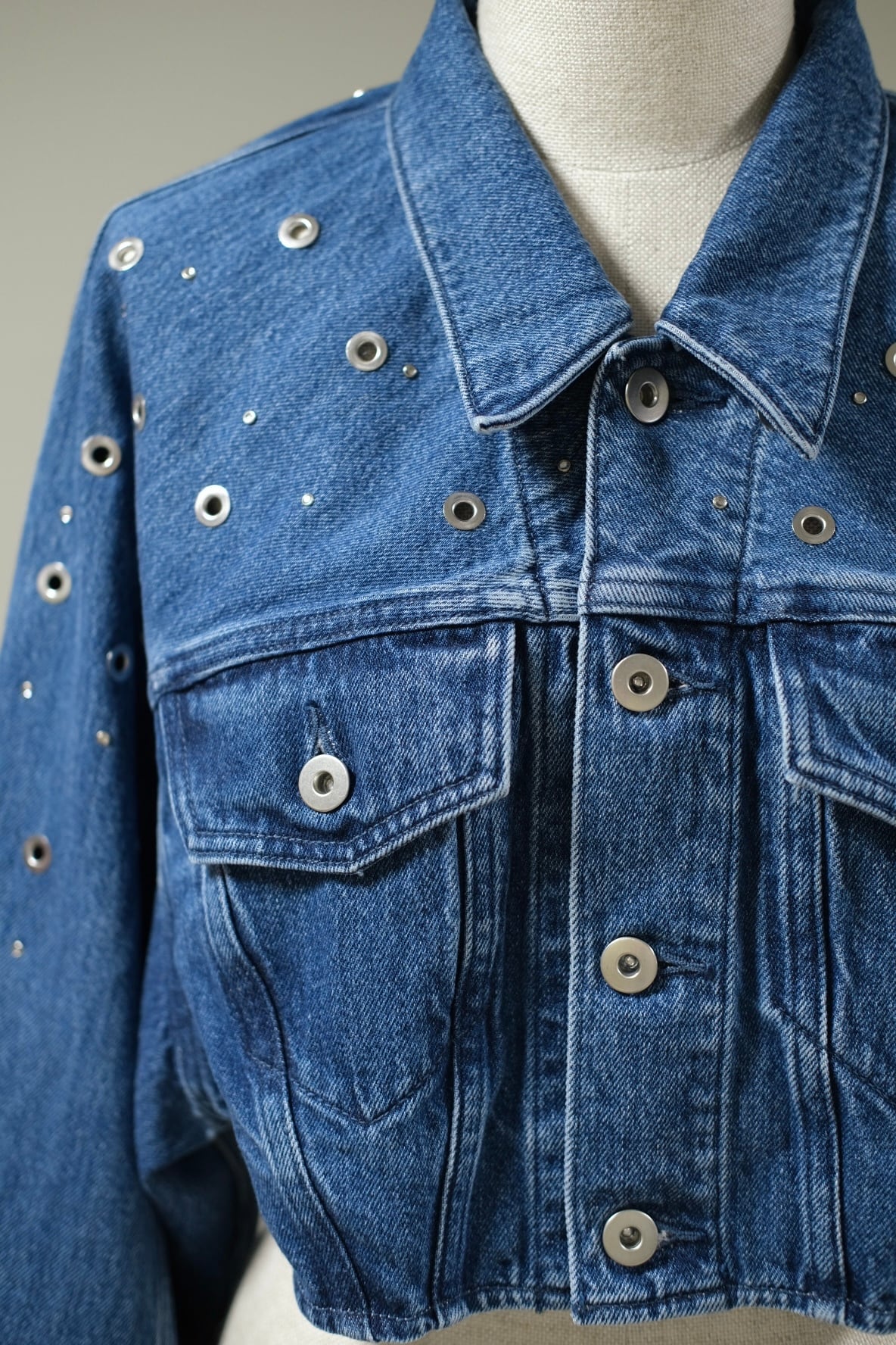 FETICO 】ORGANIC COTTON DENIM SHORT JACKET WITH STUDS | loop