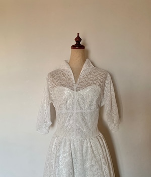 50s style tea length dress with collar（受注生産）