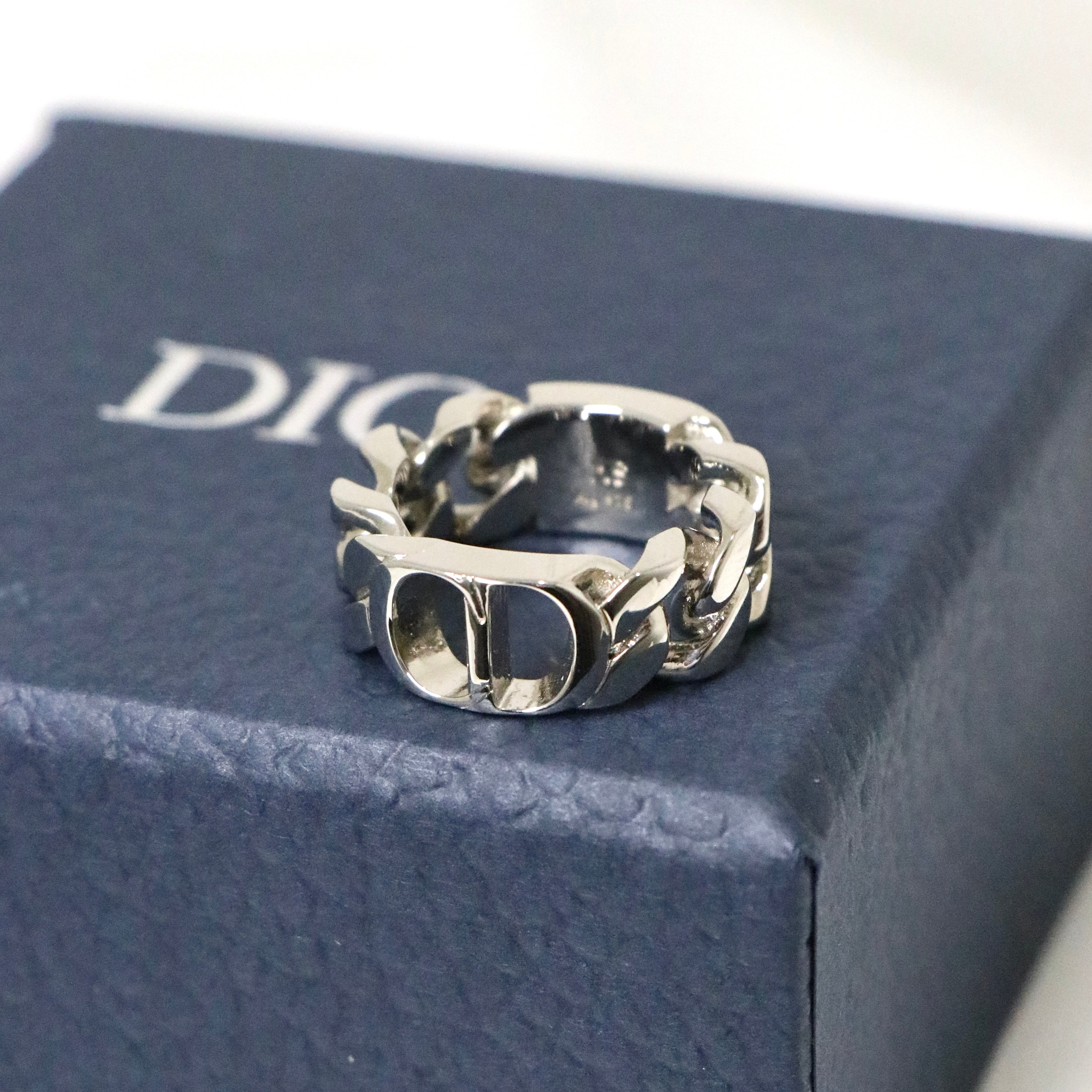 DIOR 約16.5号 CD ICON チェーンリンクリング シルバー925 ディオール 