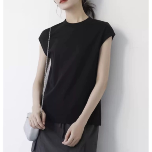 【ノースリーブクルーネックTシャツ 】P00347