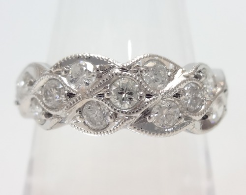 【SOLD OUT】0.70ⅽt　ダイヤモンド　ハーフエタニティミルグレインリング　プラチナ　～【Very Good Condition】 0.70ⅽt Diamond Half Eternity Milgrain Ring Platinum～