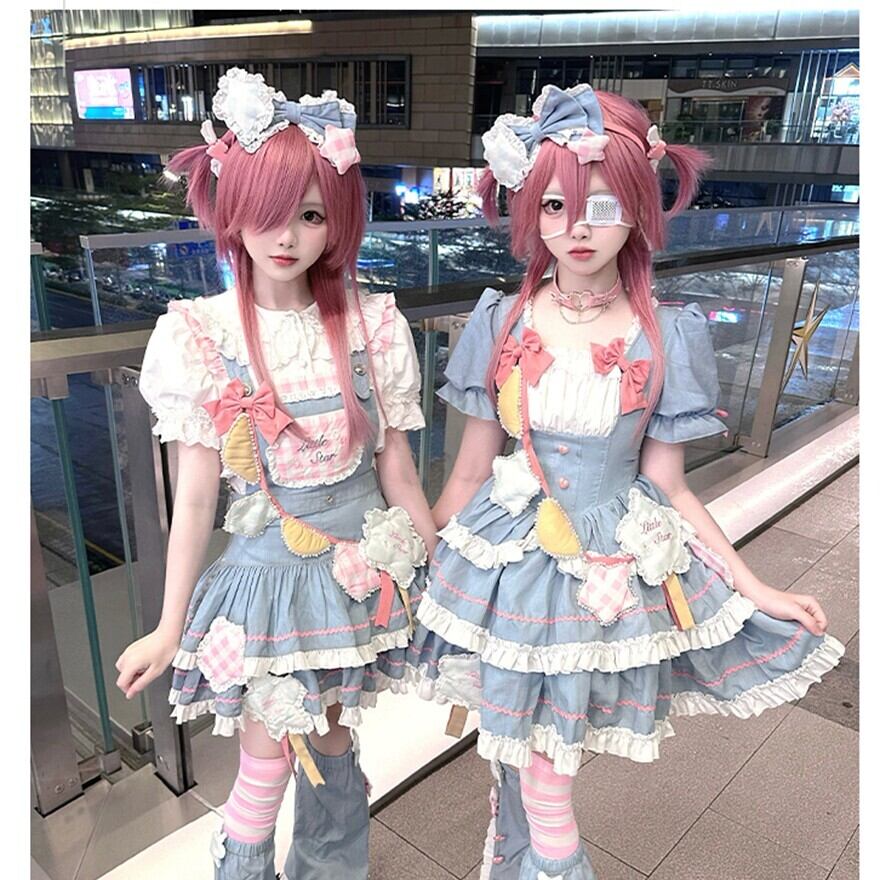フリル メイド服 コスプレ衣装 アイドル 淡いパープル ハロウィン 新色