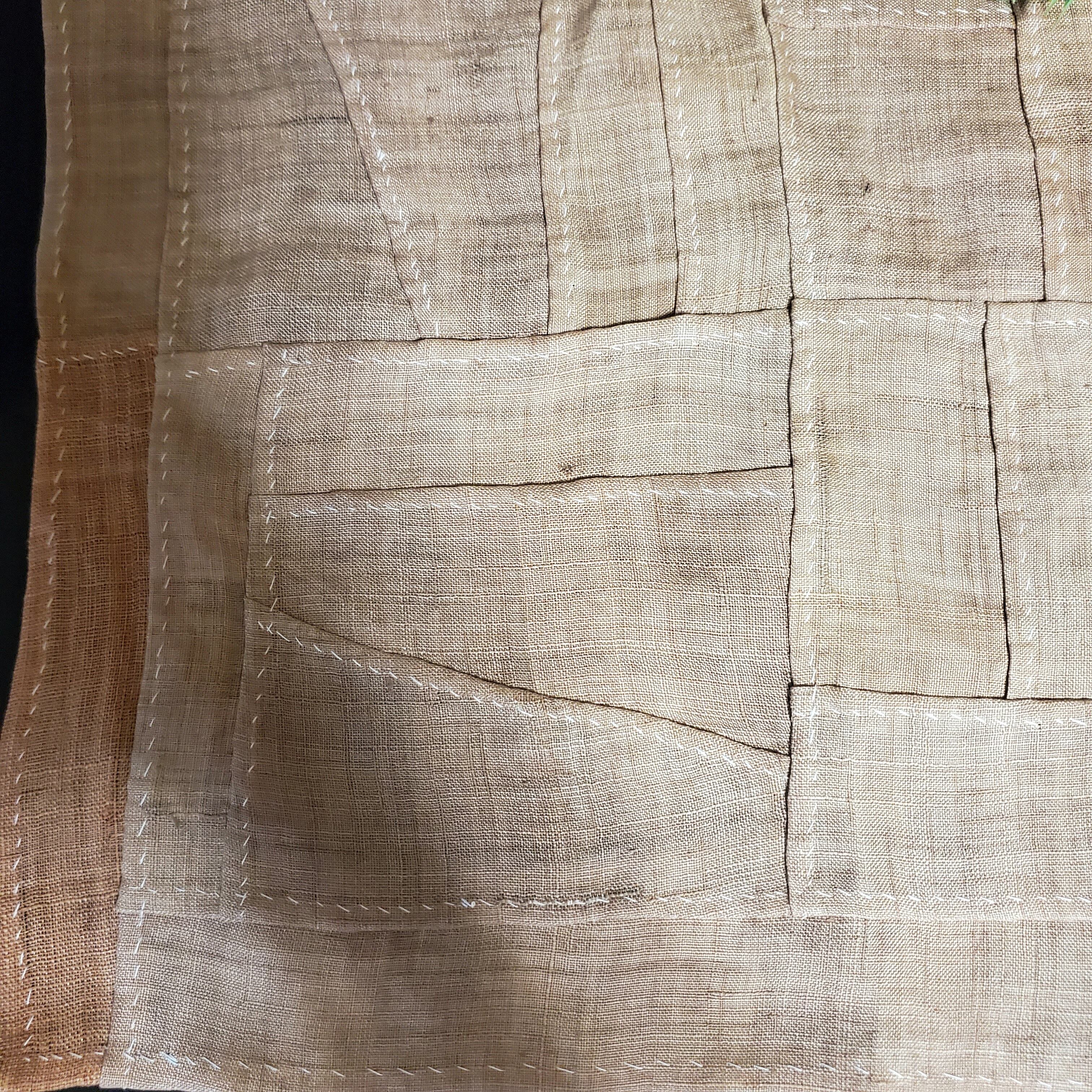 韓国ポジャギ ブラウンミニポジャギ モシ 手縫い 韓国伝統工芸品 小窓