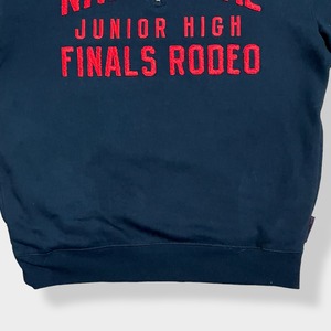 【CARROLL】全米ロデオ協会 national junior high finals rodeo 刺繍ロゴ ハーフジップ スウェット プルオーバー 黒 裏起毛 M US古着