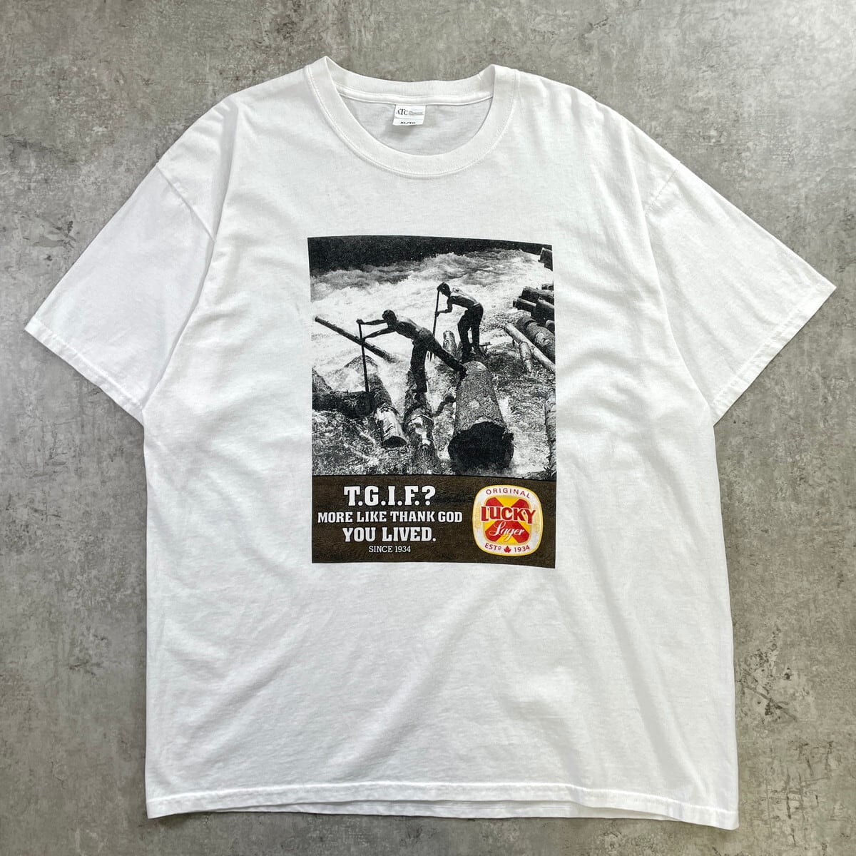 ORIGINAL LUCKY LAGER ビール アドバタイジングフォトプリントTシャツ