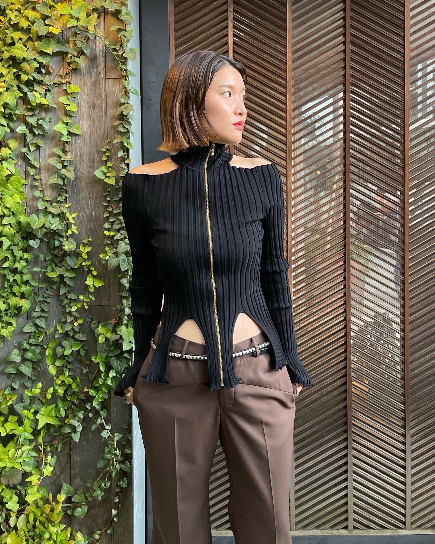 23AW】FETICO フェティコ / RIB KNIT SLIT TOP | TRENTオンライン