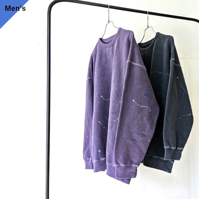 【NEW】weac. COVERED HAND PAINT ペイントルーズスウェットクルー