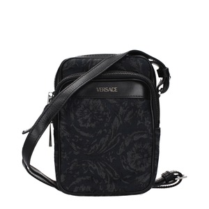 VERSACE ヴェルサーチ メンズ クロスボディバッグ ファブリック ブラック
