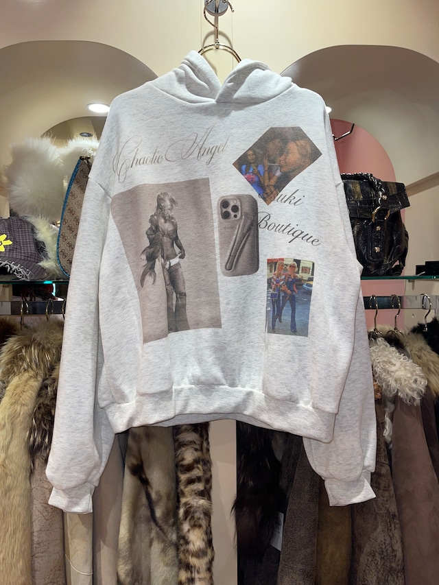 Printed celebrity hoodie grey  Y2K