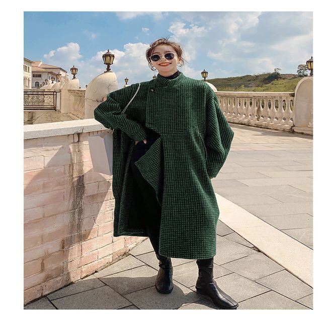 予約販売】 レディース ロング丈 ロングコート 秋冬 チェック柄 ウール