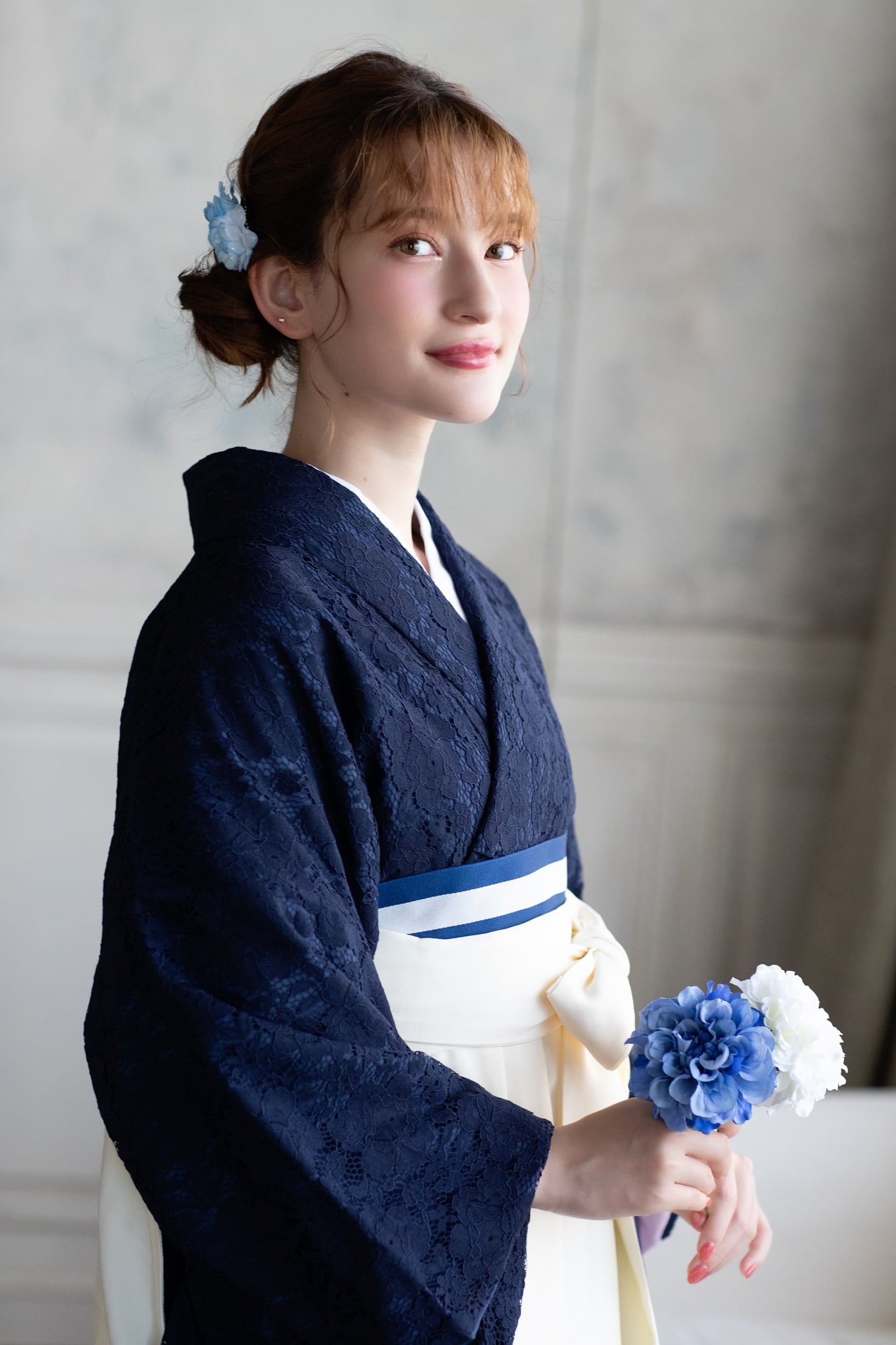 Kimono Sienne 卒業式袴 3点セット レース二尺袖 袴 卒業式 紺レース