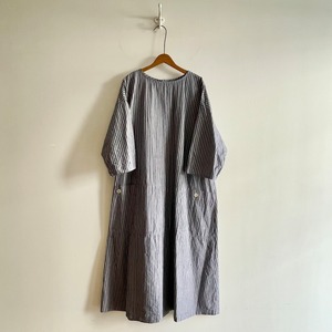 C71229【Two way Dress】Cotton Linen Stripe