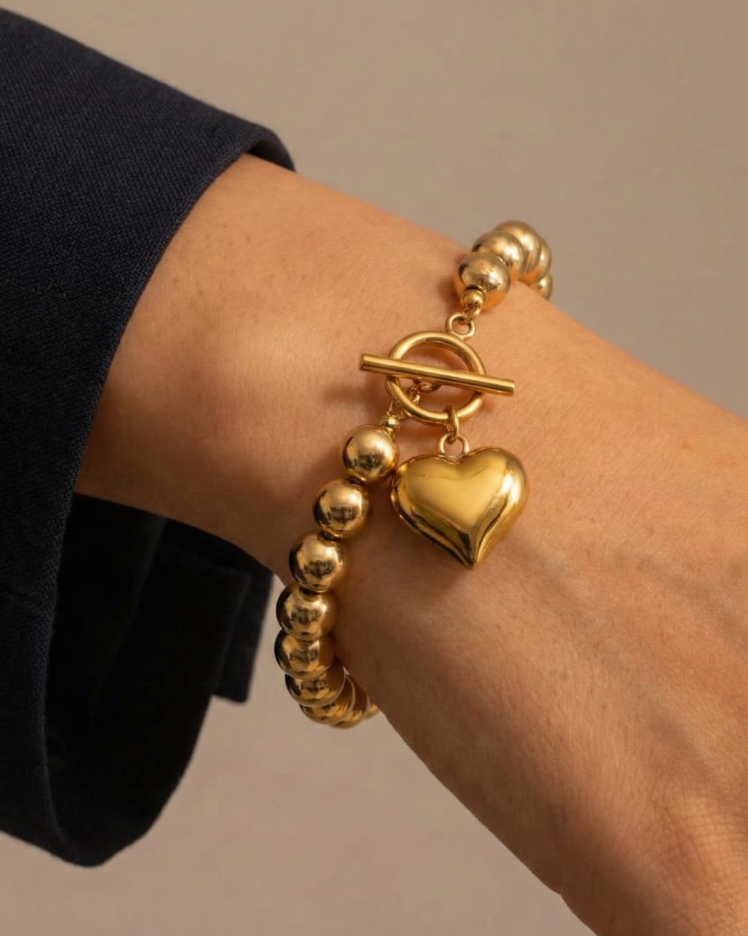 316L Ball Heart Bracelet