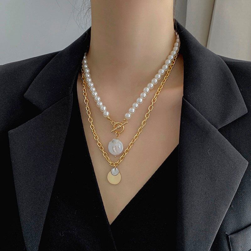 胸元を ゴージャスに ♪ 2点セット 二連 パール チェーン シェル ネックレス チャーム ゴールド アクセサリー 華奢見え 上品 女っぽ | lamitte deco トレンド 韓国ファッション ショップ BASE店 胸元を ゴージャスに ♪ 2点セット 二連 パール チェーン シェル ネックレス チャーム ゴールド アクセサリー 華奢見え 上品 女っぽ | lamitte deco トレンド 韓国ファッション ショップ BASE店