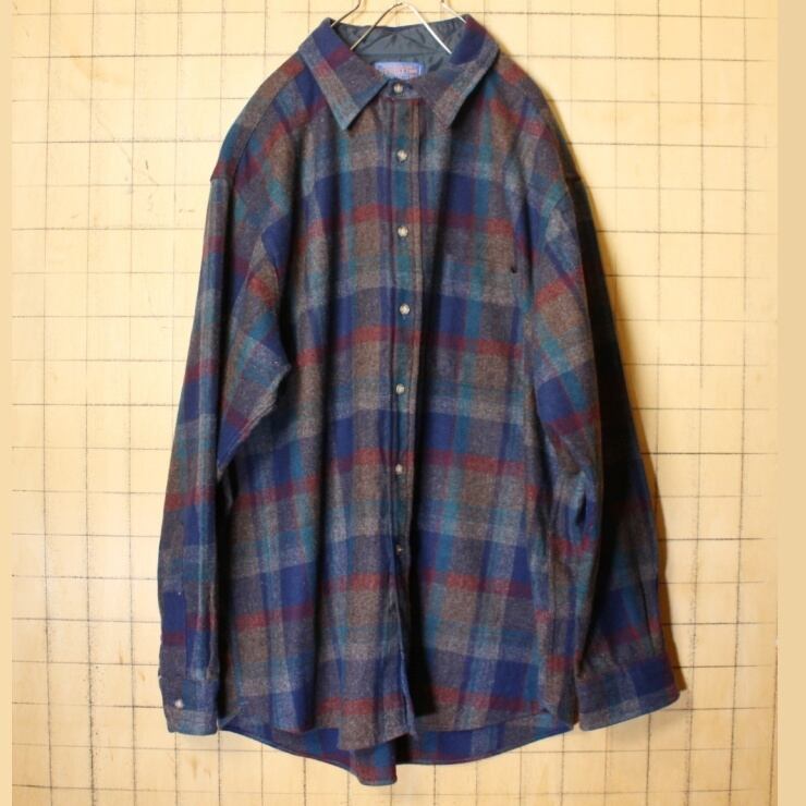 80s USA製 PENDLETON ペンドルトン ウール チェック シャツ 長袖