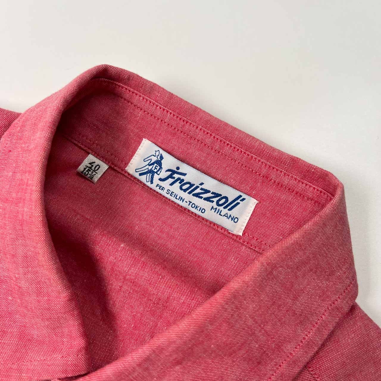 フライツォーリ Fraizzoli / PRODOTTO PER SEILIN 両胸ポケット シャンブレー 半袖シャツ 40/15 3/4 /レッド系