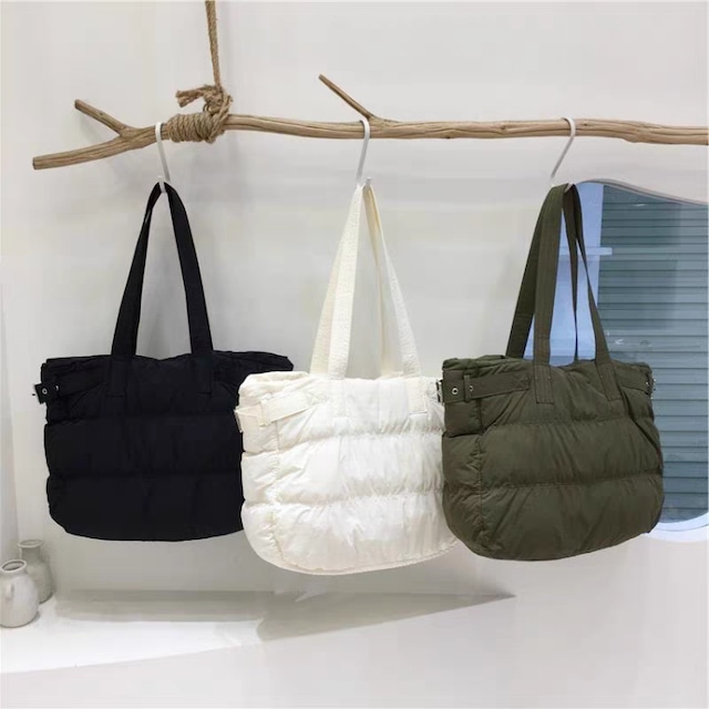 サイドバックルベルト付き中綿トートバッグ　　1429