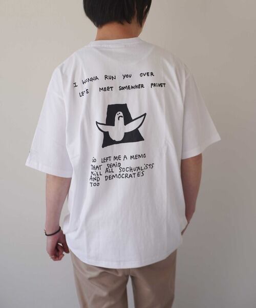 MARK GONZALES (マークゴンザレス) アートプリントビッグシルエット Tシャツ 2G7-11344 ホワイト