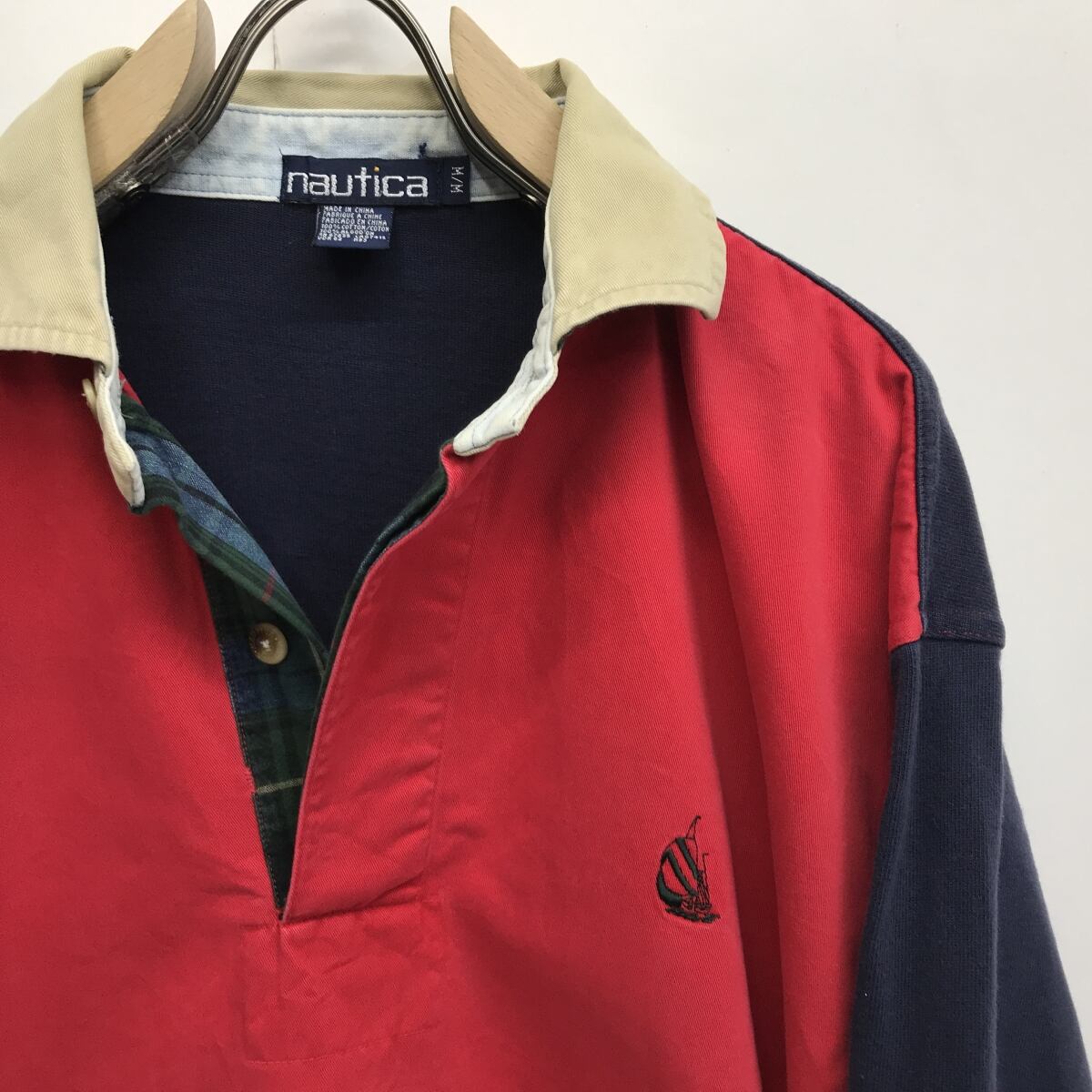 NAUTICA ノーチカ 90年代 長袖 ラガーシャツ ワンポイント 切り替え 2