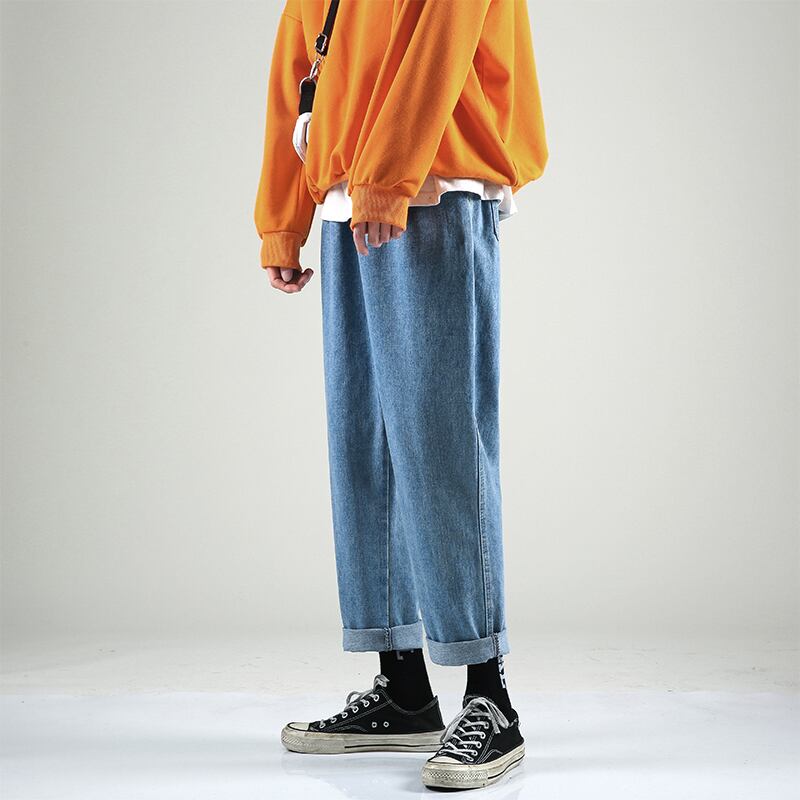 全1色 デニム パンツ ストレート カジュアル シンプル 無地