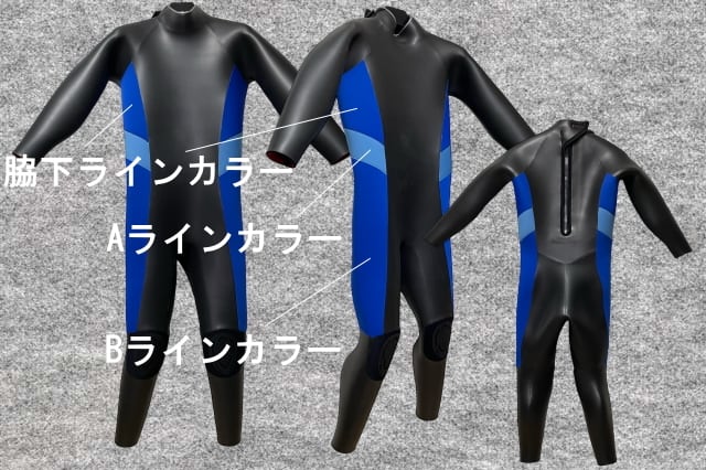 エアホット起毛スキンラインカラー3mmダイビングウエットフルスーツ
