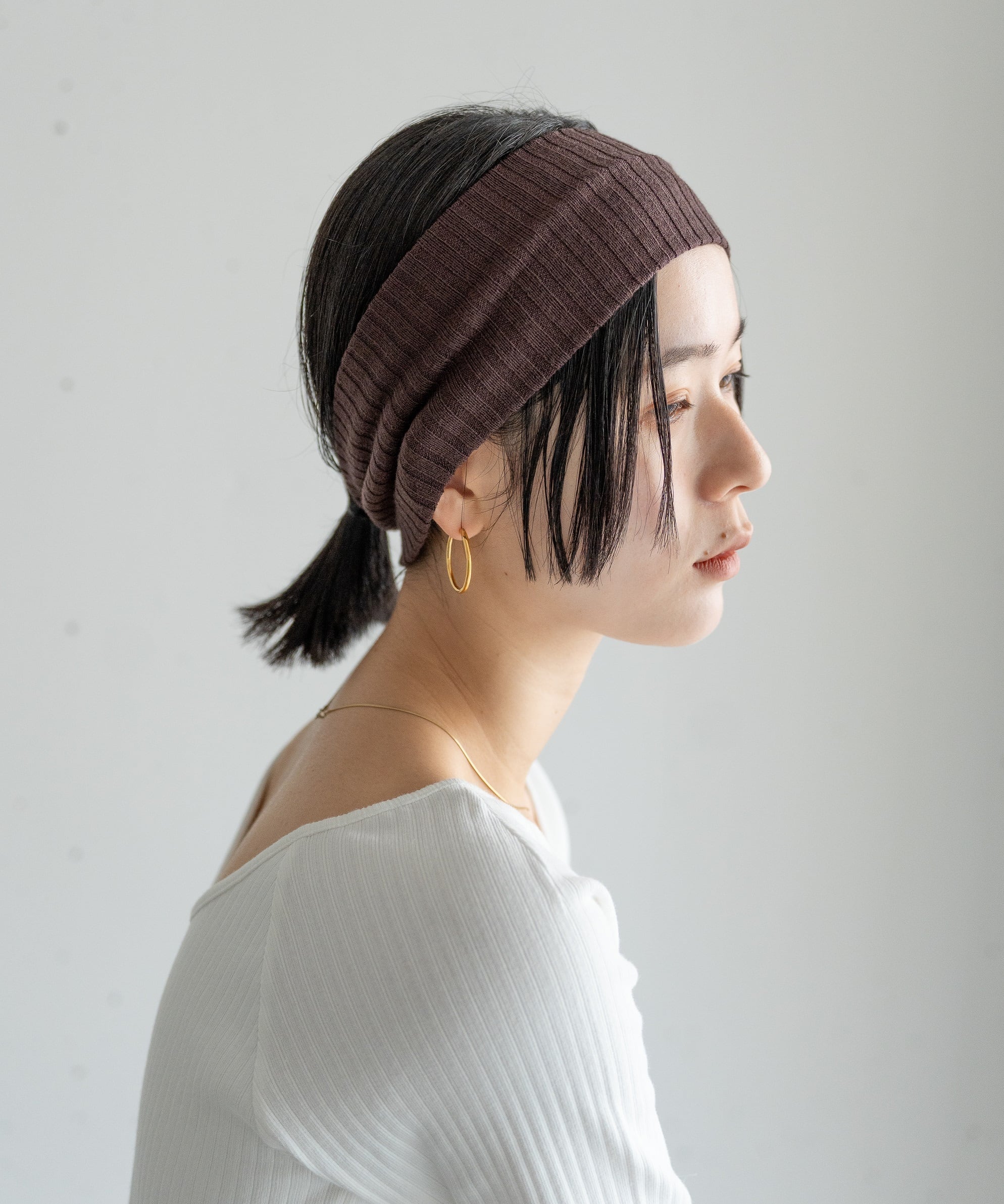 【新品未使用】 kinema knit hair band 【ブラウン】 新色追加】Rib knit hair band 2set | hwyl