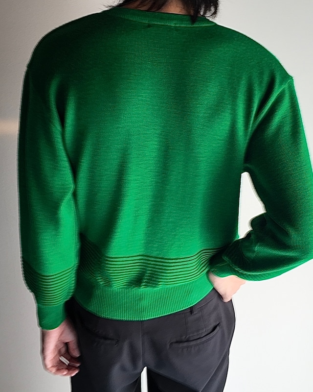 【BALENCIAGA】green v-neck wool knit