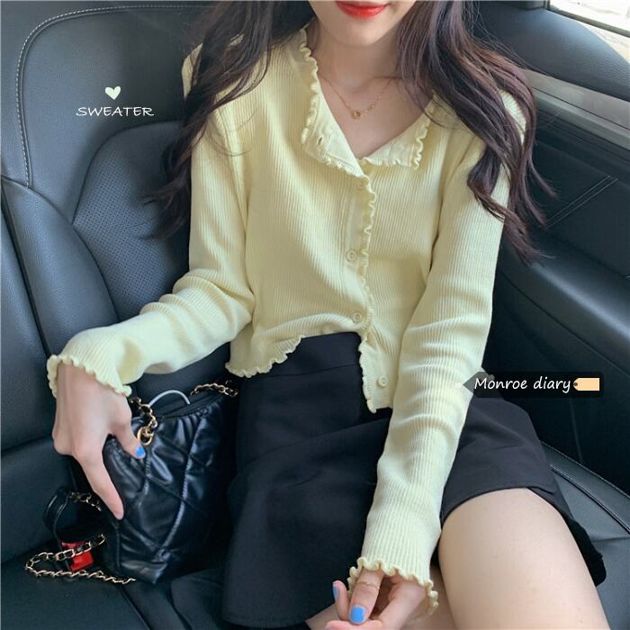 Vネックセーター スプリングコート ショートトップス ロング 春物 モンロー12117056398