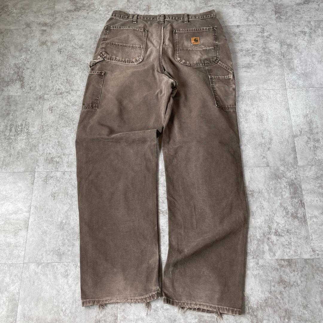 00s USA生地製 ダークブラウン ダブルニー Carhartt 36×34 | ib2