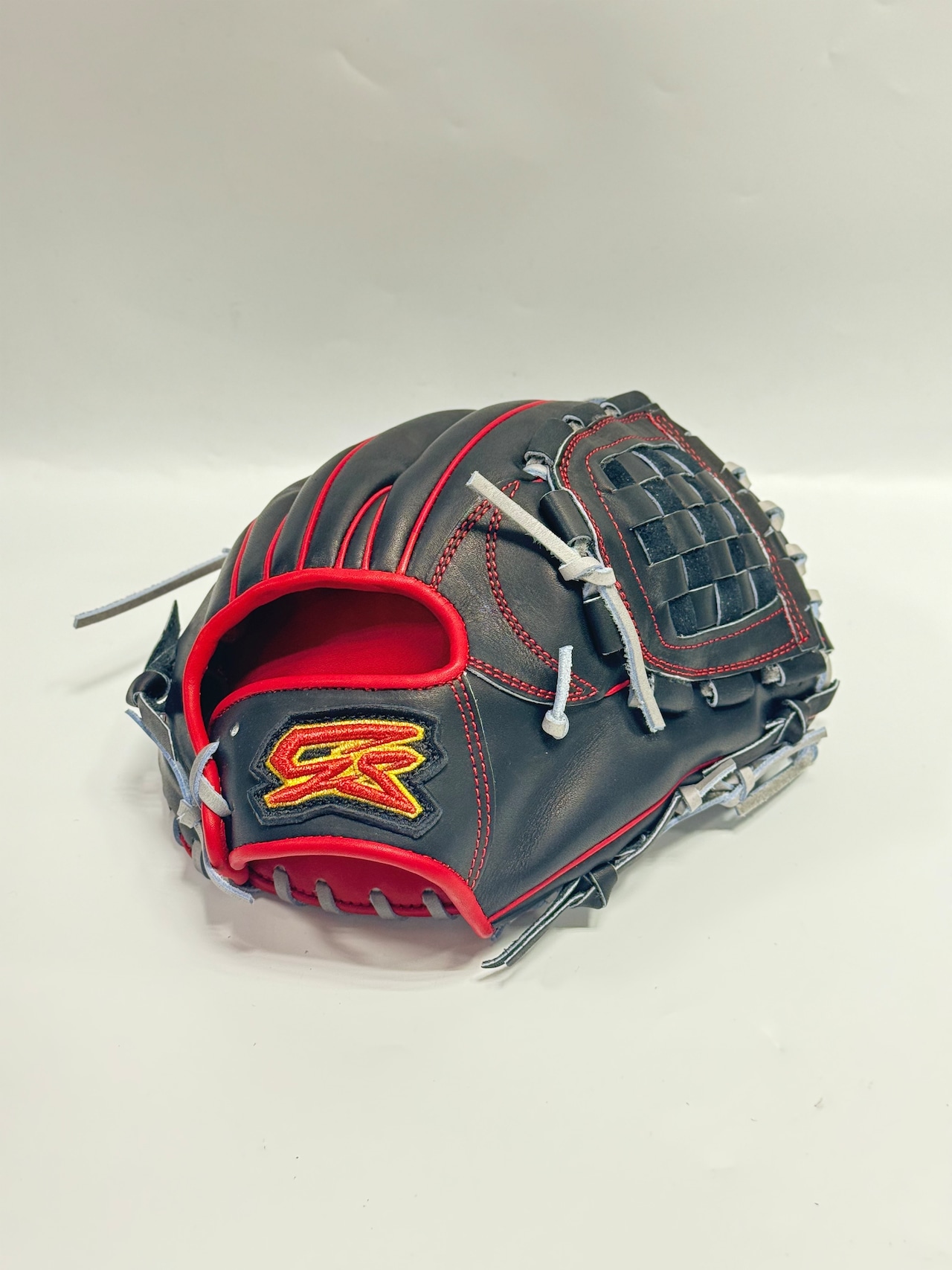 GSーゴリラスポーツ 軟式仕様スタンダードモデル 軟式グローブ 右投げ用 当て挟み型 5mm大 ゴリラブラック/レッド×グレー ウェブGSー8(ジョイントバスケット)・画像2