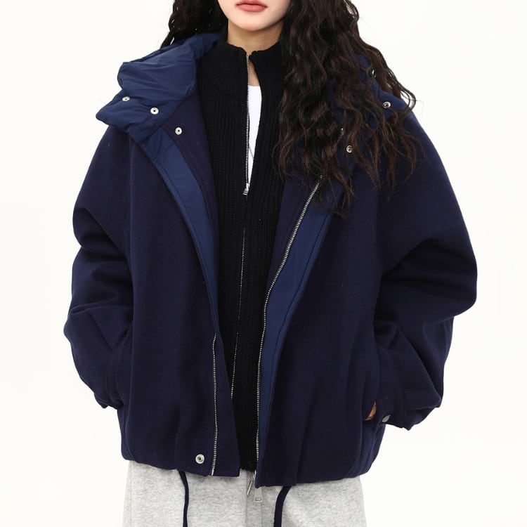 フード付き 長袖 ショート丈 ジャケットト ◆2col L00377