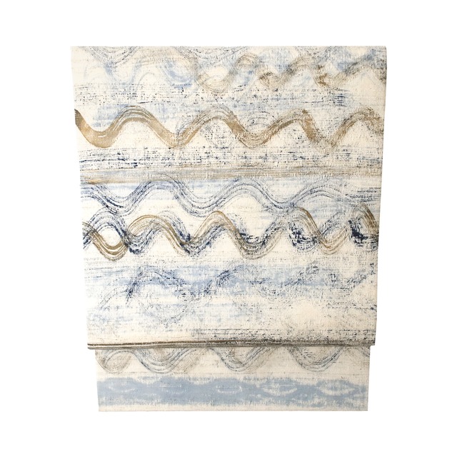 染司よしおか製　「湖」　純藍ロウケツ染　紬地　名古屋帯【未使用品】