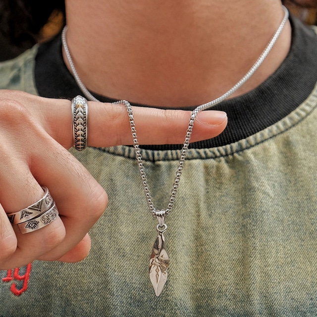 "Wishing Stone"vintage silver-tone necklace(GV538)