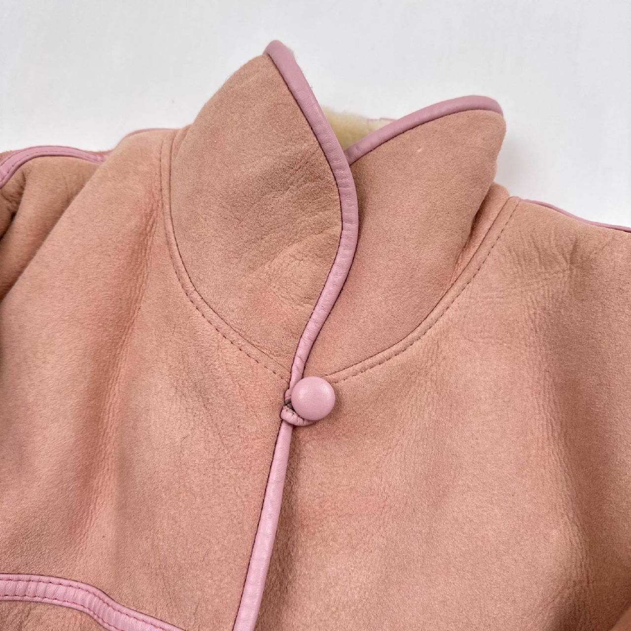 レアカラー!◆CANTERBURY SHEEPSKIN COLLECTION ムートン レザー ジャケット コート ニュージーランド製 シープスキン 32/81cm/本革/ピンク