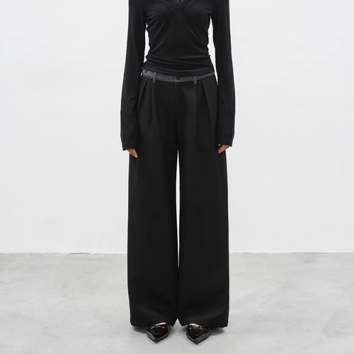 バイカラーワイドレッグパンツ ・21692