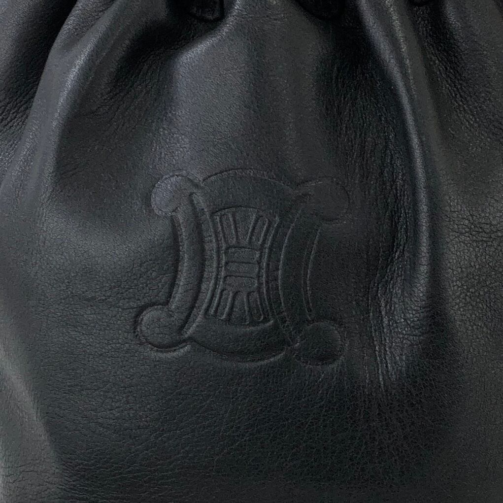 CELINE セリーヌ ブラゾン型押し トリオンフ レザー 巾着 ショルダー