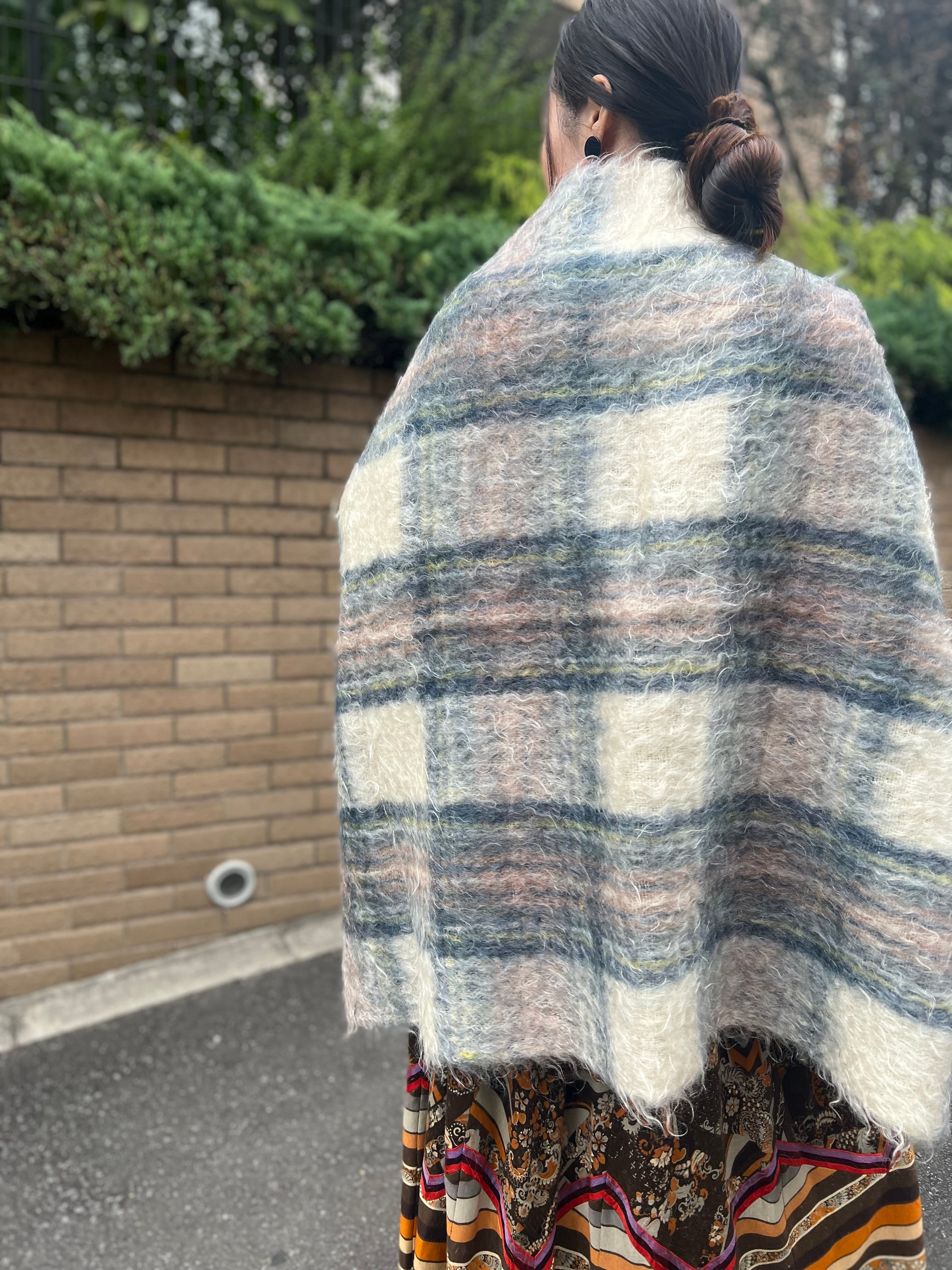 Vintage Scotland plaid mohair muffler ( ヴィンテージ