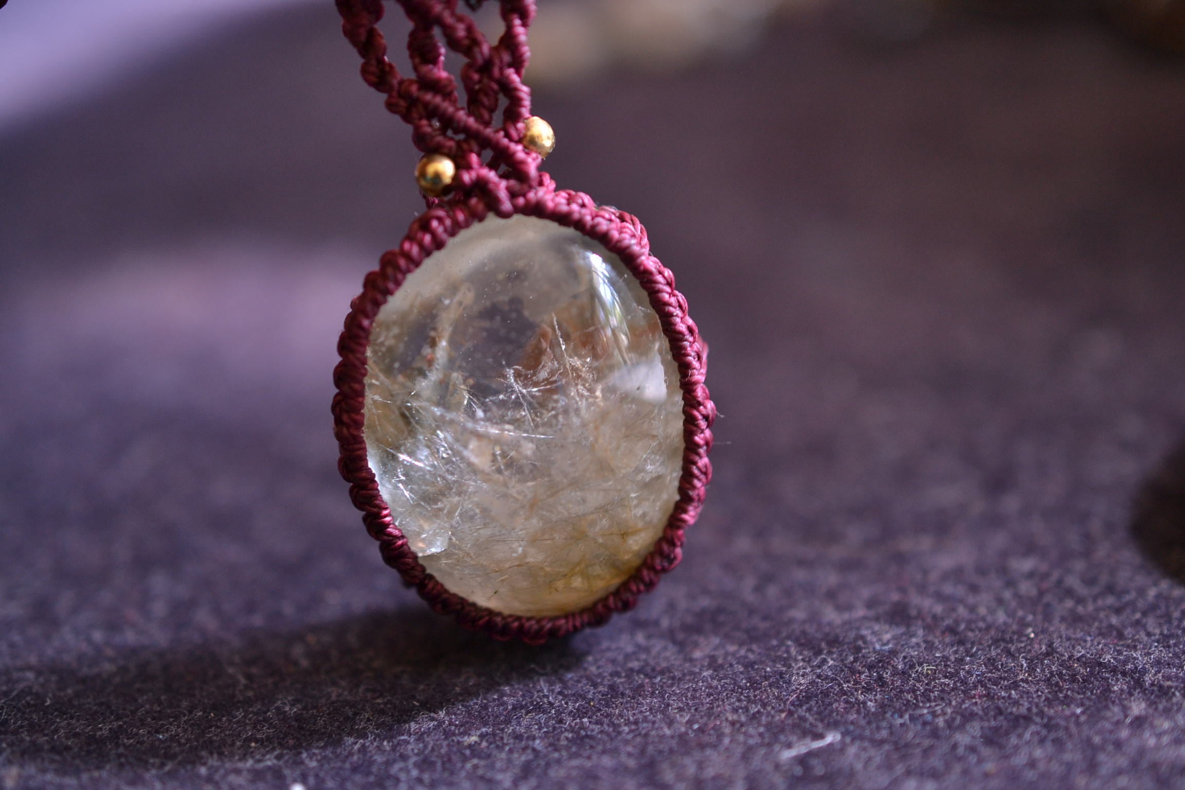 ガーデンルチルクォーツ★マクラメペンダント