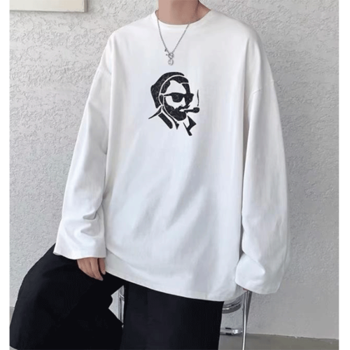 フロントプリントおじさんロングTシャツ